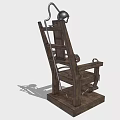 Antique Wooden Electric Chair Structure Featuring Metal Components And Intricate Details