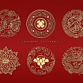 Dragon and Phoenix Classical Round Ring Decorative Pattern Baixiahua Hollow Carved Pattern 3d model
