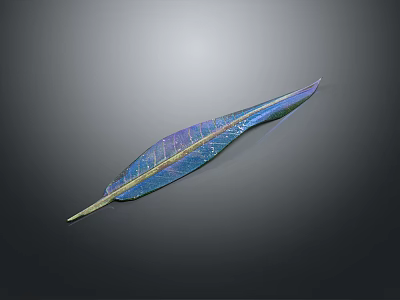 Unique Plant Leaf Featuring Blue Purple Tones And Golden Veins Pattern 3d model