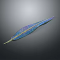 Unique Plant Leaf Featuring Blue Purple Tones And Golden Veins Pattern 3d model