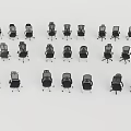 Multiple Black Office Chairs With Various Styles For Modern Office Spaces 3d model
