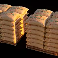 Stacked Bags On Wooden Pallets With Printed Labels For Storage