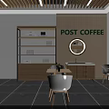 Modern Post Office Shop Front Desk Interior With Wooden Counter Shelves And Tables