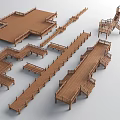 Outdoor Wooden Landscape Bridges With Various Path Designs And Platform Structures