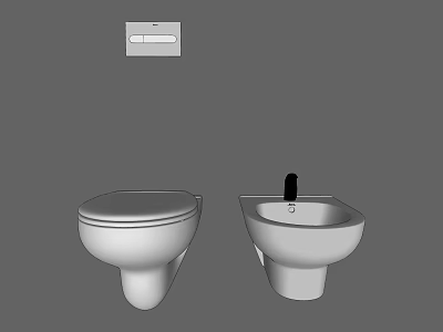 Modern Wall Mounted Ceramic Toilet With Bidet And Flush Plate Design 3d model