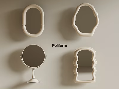 Modern cream style mirror cosmetic mirror decorative mirror 3d model