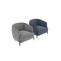 Modern Gray Single Sofa with Curved Armrests Velvet Fabric and Metal Legs