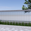 Modern landscape wall Enclosing glass wall Straight courtyard landscape wall Glass brick landscape wall 3d model