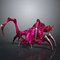 Fantasy Red Creature With Sharp Claws And Long Tentacles Design