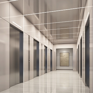 modern elevator hall 3d model