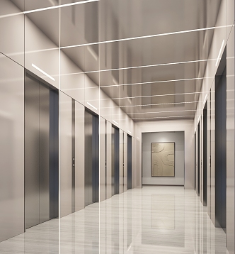 modern elevator hall 3d model