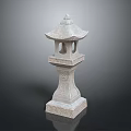 Traditional Stone Lantern With Pagoda Style Roof And Carved Base Design