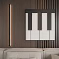 Minimalist Abstract Painting With Black And White Stripes On Modern Wooden Wall Interior