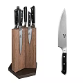 Double Wooden Knife Block Set With Sharp Stainless Steel Kitchen Knives