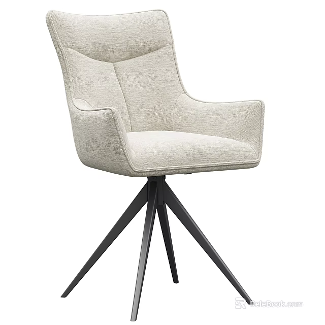 Modern Light Gray Fabric Single Sofa With Ergonomic Backrest And Sturdy Metal Tripod Base 3d model