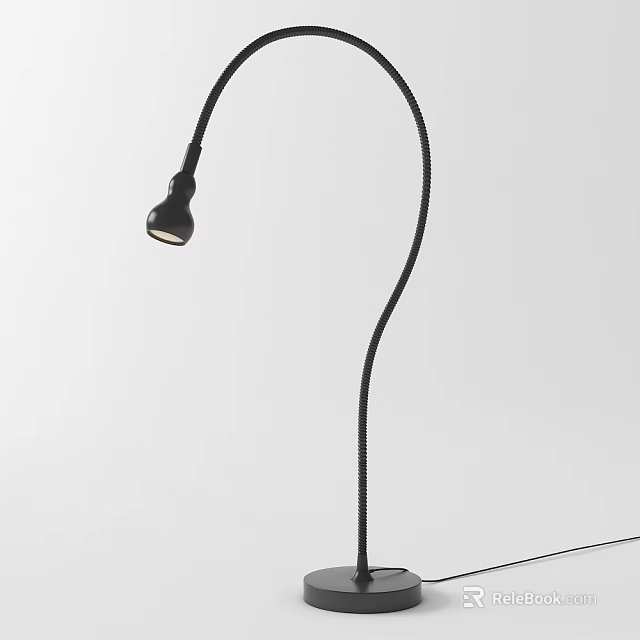 Sleek Black Table Lamp With Flexible Curved Arm For Home Office Lighting 3d model 
