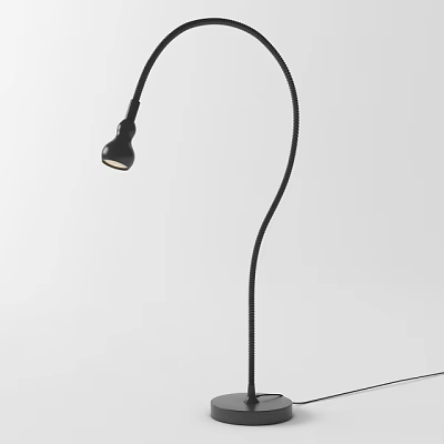 Sleek Black Table Lamp With Flexible Curved Arm For Home Office Lighting 3d model