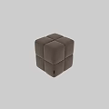 Modern Beige Cube Shaped Leather Stool With Square Panel Design 3d model