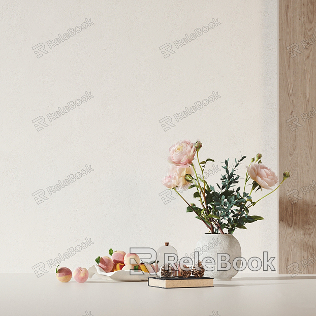 Modern Ornaments Combination Jewelry Ornaments Combination Floral Vase Books Fruit Plate model