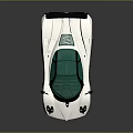 Sporty White Supercar With Green Windshield Black Front Design And Rear Spoiler