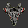 Cosmic Space Exploration Futuristic Spacecraft With Silver Gray Body Red Stripes And Detailed Design