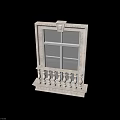 Classical Casement Window With Stone Frame And Ornamental Balustrade Design 3d model