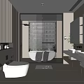 Modern Bathroom Interior Design With Bathtub Vanity Mirror And Light Color Tones