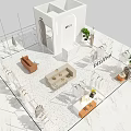 Modern Clothing Store Interior Design With Apparel Racks Display Tables And Marble Floor