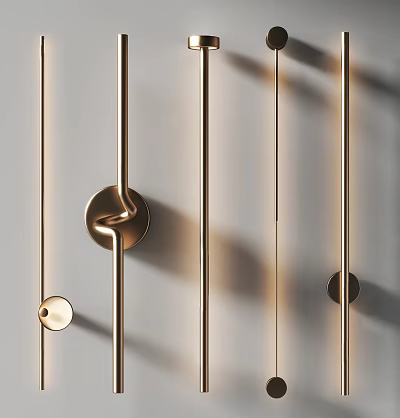 Modern Brass Wall Lamps With Minimalist Long Strip Design And Shadow Effects 3d model