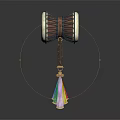 Double Sided Wooden Frame Drum With White Heads And Colorful Tassels As Musical Equipment