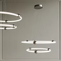 Elegant Modern Multi Layer Circular Chandelier With Hanging Rings And Spherical Accents