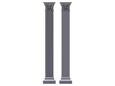 Two Classical Fluted Stone Columns With Ornate Capitals And Base Design 3d model
