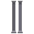 Two Classical Fluted Stone Columns With Ornate Capitals And Base Design