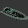 Modern Inflatable Boat With Black Seats Control Console And Light Colored Hull 3d model