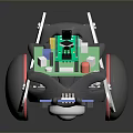 Robotic Device Featuring Green Circuit Board Gray Wheel Red Button and White Housing