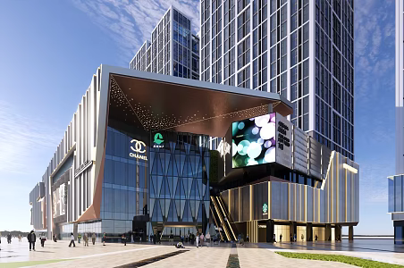 modern shopping mall commercial complex 3d model