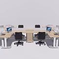 Modern Office Workplace With Multiple Desks Computers Black Chairs And Open Layout 3d model