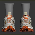 White And Orange Casual Sneakers With Patterned Upper And Textured Sole For Daily Wear