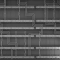 Ceiling Structural Design With Framework Pipes And Lighting Installation Grid