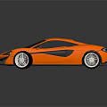 Orange Modern Sleek Sports Car with Black Roof Silver Wheels and Dark Surface Reflection