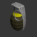 Hand Grenade With Metal Body Yellow Markings And Safety Pin Design