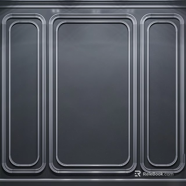 Elegant Modern Gypsum Molding With Symmetrical Lines On Deep Gray Panel 3d model 
