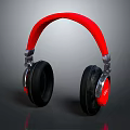 Over Ear Headphones With Red Headband And Black Ear Cups Modern Design High Quality Sound