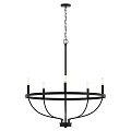 Black Modern Circular Chandelier With Candle Style Bulbs And Chain Hanging Design