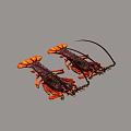 Two Fresh Aquatic Lobsters With Vibrant Orange Purple Shells And Long Antennae
