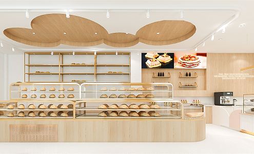 Nordic Bakery Dessert Bakery Container Store Container Cashier Bread Rack Cabinet Combination Log Bread Cabinet 3d model