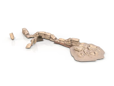 Modern Copper Metal Sculpture Art Piece With Broken Segments And Contemporary Design 3d model