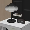 Modern Black and Orange Table Lamp with Digital Clock on White Table 3d model
