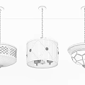 Three Unique Chandeliers With Metal Frames And Decorative Lampshades
