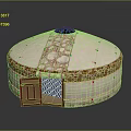 Traditional Yurt Architecture Circular Structure With Red Top Opening Ornate Patterns And Red Door